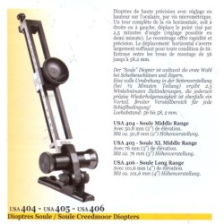 Dioptre de haute précision USA 405 SOULE XL MIDDLE RANGE,avec réglage en hauteur sur l'oculaire par vis micrométrique.