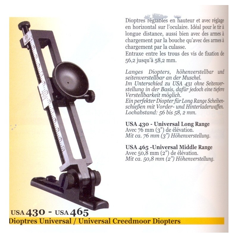 Dioptre USA 465, idem que la réference USA 430 MAIS ELEVATION 50.8 MM SOIT 2.Entraxe 56 mm à 58.2 mm.