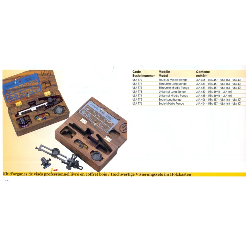 Kit d'organes de visés, livré en coffret bois USA 170