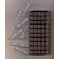 Boite rigide en plastique, avec 50 tubes poudre noire, contenance du tube 33 grains ou 2.12 gr